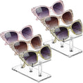 MOOCA 2 Pcs Set, 3 Tier Premium Acrylic Eyewear Display Stand, Sunglasses Rack Holder, Sunglasses Stand, Eyewear Organizer for Eyeglasses, 5 in H