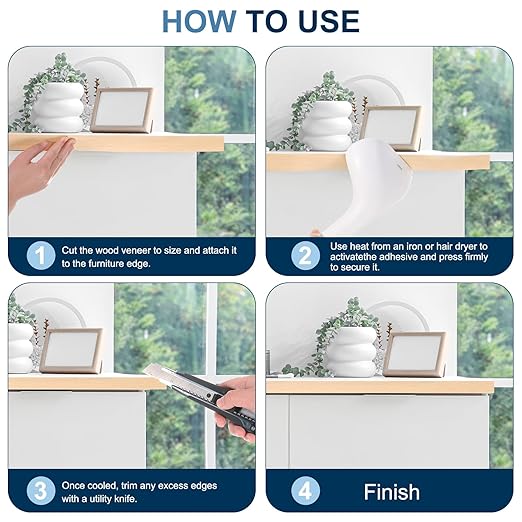 PATIKIL Red Oak Edge Banding, 1/2 Inch x 25 ft Wood Veneer Tape Pre-glued Flexible Plywood Edge Banding with Hot Melt Adhesive for Furniture Restoration