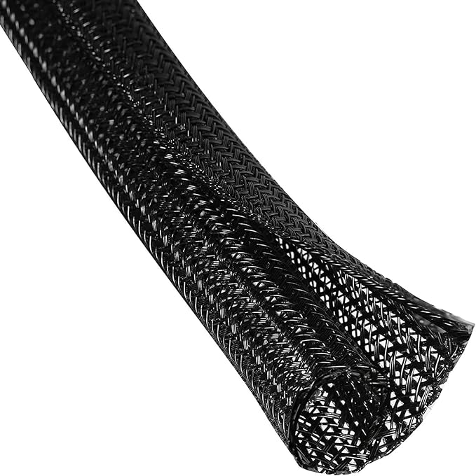 1/2" x100ft Cable Sleeve Organizer - Zippered Wire Cover for TV Computer Home Office, Flexible Cord Hider, Black