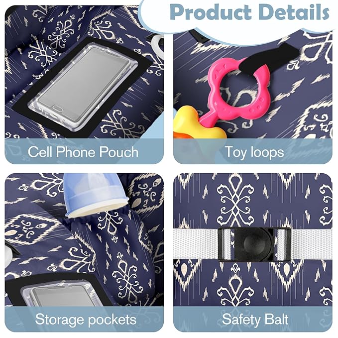Shopping Cart Cover for Baby Girl Boy 2-in-1 High Chair Water Resistant High Chair Cover w/Phone Pouch Pocket Gender Neutral Cart Cover for Zebra Texture Babies Padded Grocery Cart Cover for Baby