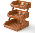 G.a HOMEFAVOR Fruit Basket for Kitchen, 3-Tier Fruit Bowl for Kitchen Counter, Vegetable Storage Stand for Fruit Shop, 15 mm Thickness, Brown