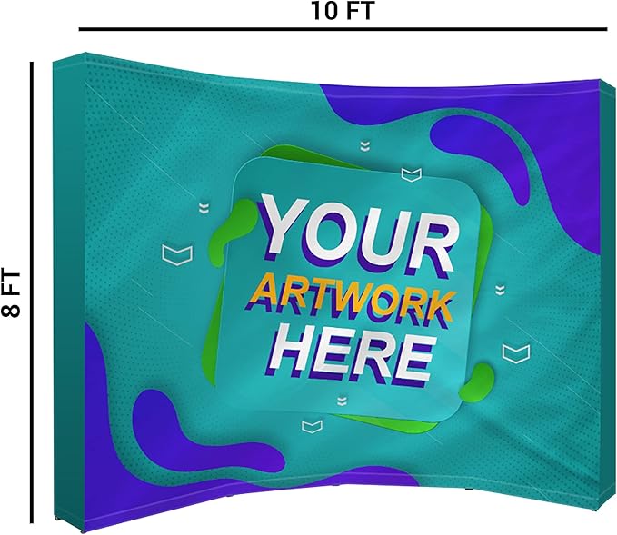 BANNER BUZZ BannerBuzz Fabric Pop Up Curved Display, Graphic with Hardware, 230 GSM, Polyester Fabric, 17 mm Pole Diameter, 1.4 mm Thick Pole, 1440 DPI Dye Sublimation Printing (10' W X 8' H)