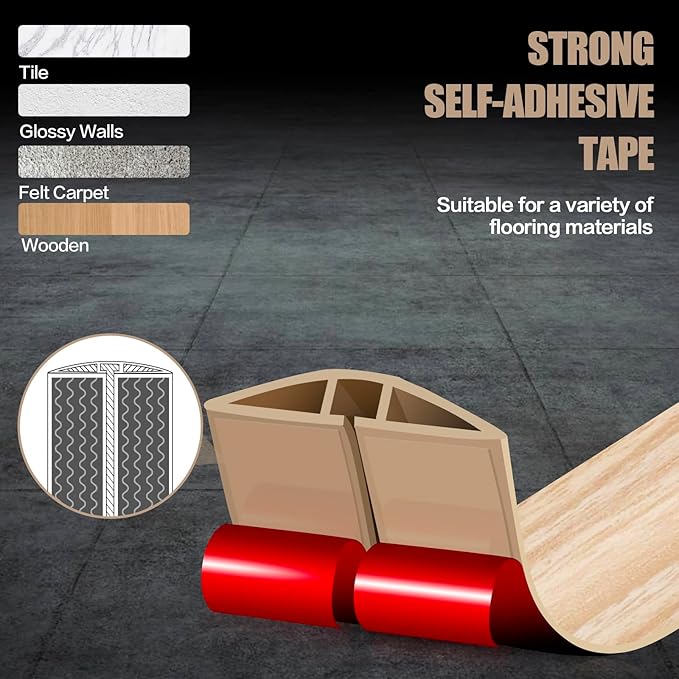 Floor Cord Cover Cavity 0.8"x0.37" Self Adhesive Cord Hider, 10FT Low Profile Cable Management, Extension Strip Protector for Wires, Prevent Cable Trips for Offices, Gyms,(Wood Light Yellow)