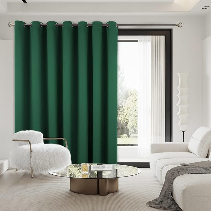 BGment Christmas Sliding Door Curtain 120 X 96 Inches, Wide Thermal Blackout Curtains Room Darkening Room Divider Window Curtain, 1 Panel, Emerald, 96 Length X Wide 120