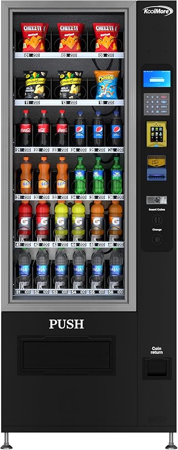 KoolMore Refrigerated Snack Vending Machine with 36 Slots Featuring Credit Card Reader and Bill Acceptor in Black (KM-VMR-30-BR)