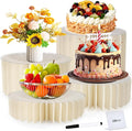 Buffet Risers, 11.8in Large Foldable Display Stand Food Risers for Buffet Table, Dessert Table Display Set with Mini Signs, White Cardboard Cylinder Display Stands Risers for Cake Jewelry Figure Party