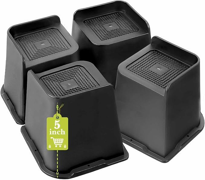 Bed Risers 1 inch, 2 inch, 3 inch, 4 inch, 5 inch, 6 inch, 8 inch Heavy Duty, Oversized Furniture Riser for Couch Sofa Table Chair Leg Frame Dorm, Support up to 6000 Lbs (Black 4 Pack, 5 inch)