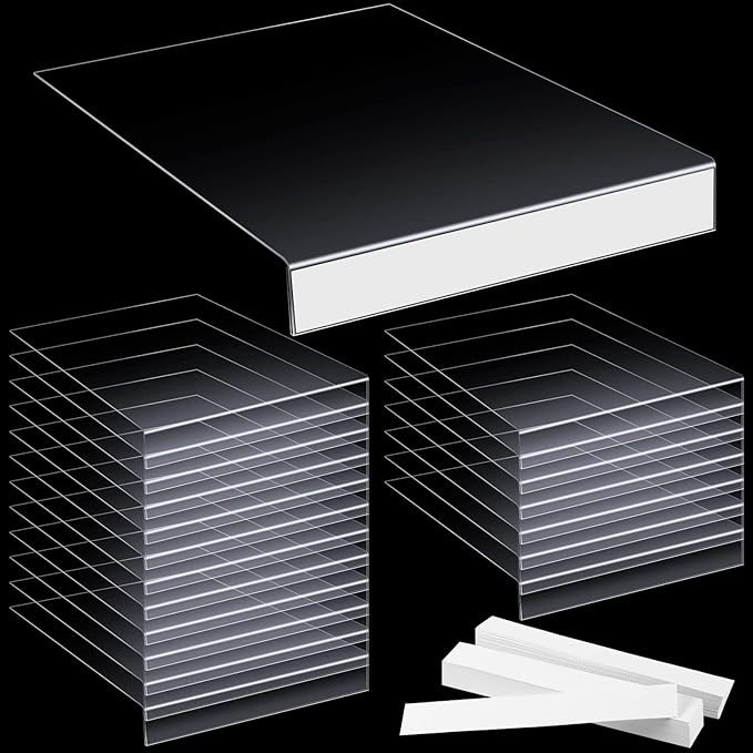 Tinlade 50 Pcs Clear Moveable Shelf Label Holders with 50 Insert, Clear Bookshelves Tags Plastic Transparent Library Shelf Markers Holders for Library Office Store 5.1 x 7.9 x 0.75 Inches