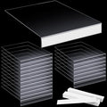 Tinlade 50 Pcs Clear Moveable Shelf Label Holders with 50 Insert, Clear Bookshelves Tags Plastic Transparent Library Shelf Markers Holders for Library Office Store 5.1 x 7.9 x 0.75 Inches