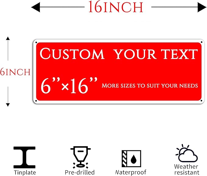 custom street sign,Custom Sign, Aluminum Weatherproof Metal Sign Multiple Sizes, Reflective.Customize for Office, Business, Workplace, office, Home, Delivery Signs(6 * 16 Inch)