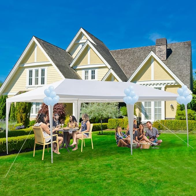 10x20 FT Party Tent, Outdoor Wedding Tents for Parties, Canopy Event Tent Without Removable Sidewalls, Waterproof Gazebo Shelter for Birthday Parties, Weddings, BBQs & Events (10X20FT-0Sides White)