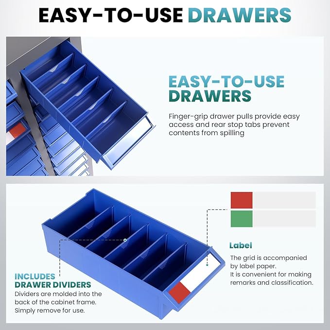 75 Drawers Parts Cabinet for Nuts, Bolts, Screws, Nut and Bolt Organizer with ABS Material Drawer, Bolt Bin Tool Storage Cabinet in Workshop, Garage, Office (75 Drawers)