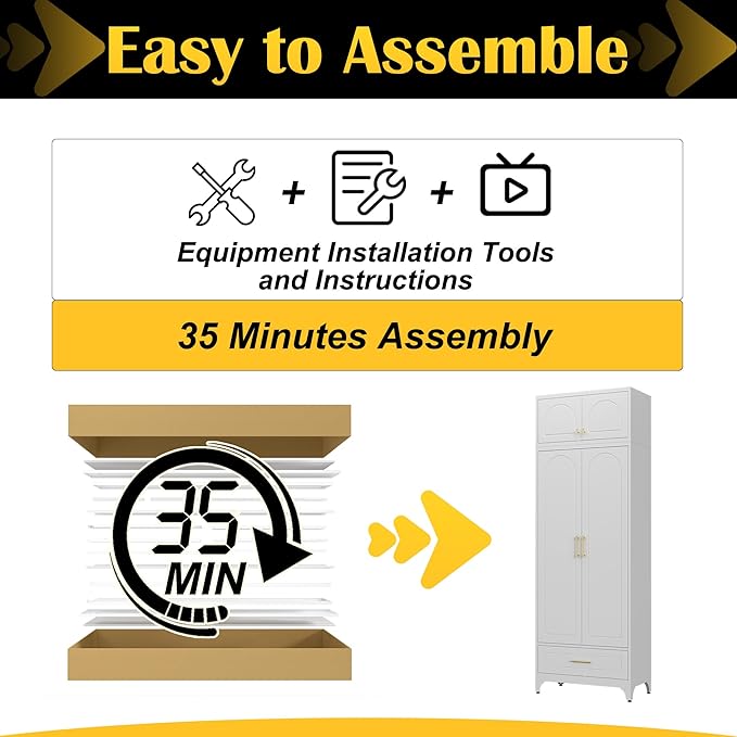 Kitchen Pantry Cabinet，90" Storage Cabinets with Doors and Shelves,Metal Pantry Cabinet with Drawers,White Kitchen Cupboard for Livingroom,Pantry, Bathroom