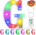 mooncow Rechargeable Light Up Letters,Colorful Marquee Letters with Remote,Gift Wrap Gifts,Bedroom Home Bar Party Decor (G)