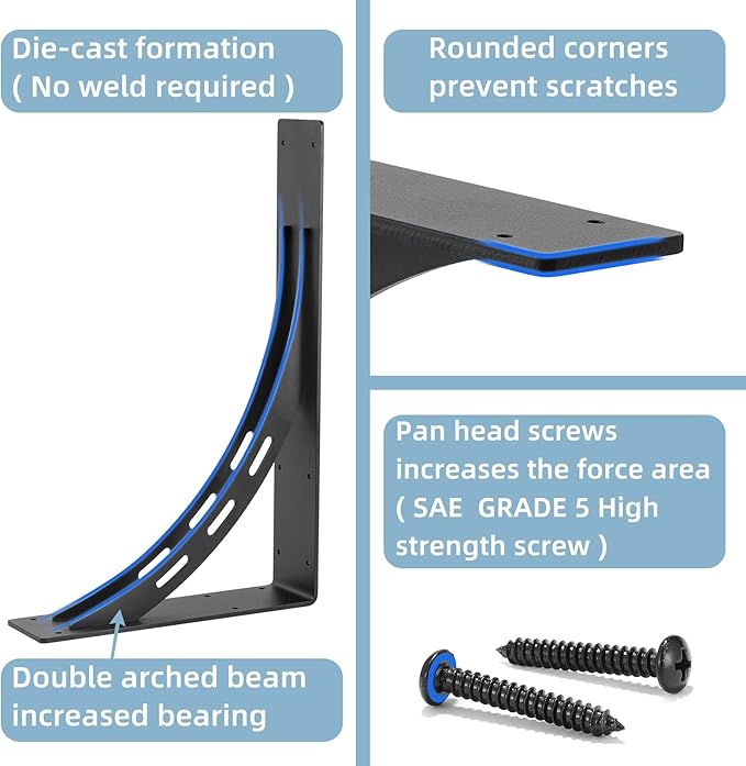 20 inch Heavy Duty Shelf Brackets , Max Load 1100 Lbs ,Premium Alloy Metal Mantel Brackets (Set of 2) Fireplace Mantel Brackets - Countertop Support Brackets (20 x 13.5 inch