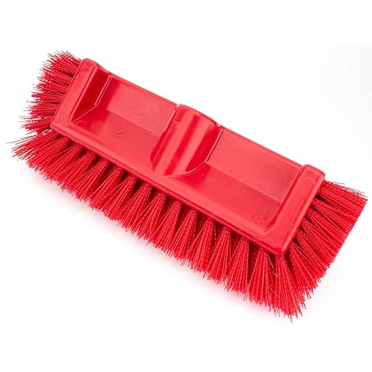SPARTA Multi-Level Tile Scrub Brush 12" Wide Brush Head, Heavy-Duty Tile Cleaning Brush with End Bristles for Commercial Tiles, Tubs and Floor, Plastic, 12 Inches, Red, (Pack of 12)