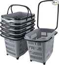 Saedy Shopping Baskets with Handles Set of 6, 50 L Plastic Laundry Basket on Wheels
