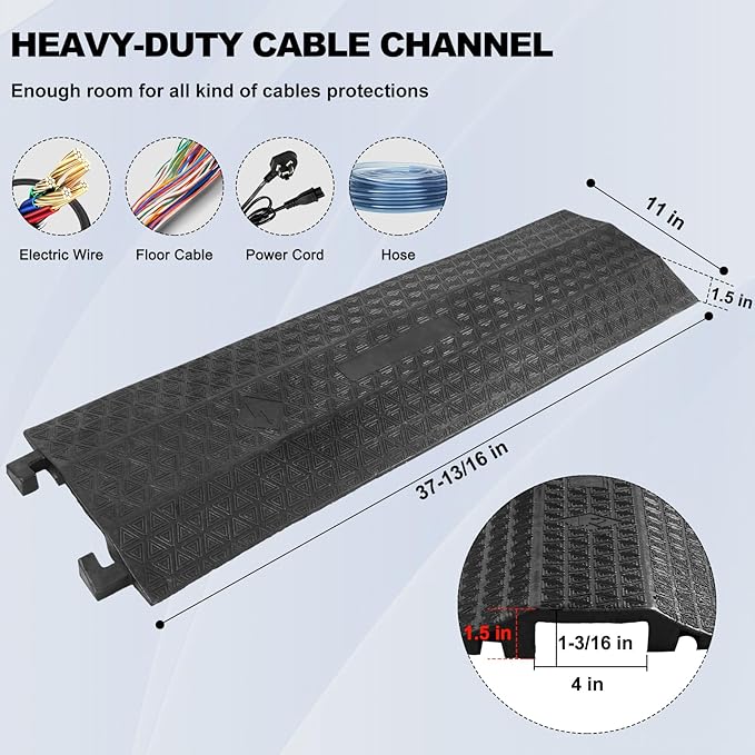 40 Inch Drop Over Cord Protector - 1200lbs Heavy Duty Driveway Hose Protector Cord Garden Hose Wire Cover for Sidewalk Driveway Warehouse (2 Pack)