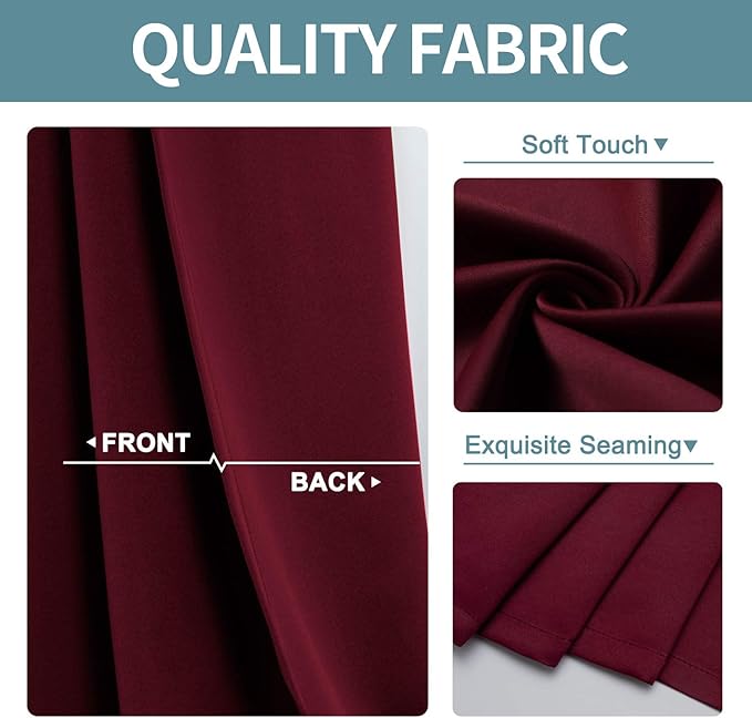 ChrisDowa Room Divider Curtain 84 Inches Long, Wide Blackout Sliding Door Curtain for Bedroom, Room Darkening Privacy Window Curtain for Patio Door (1 Panel Set, Burgundy Red, 100 x 84 Inch)