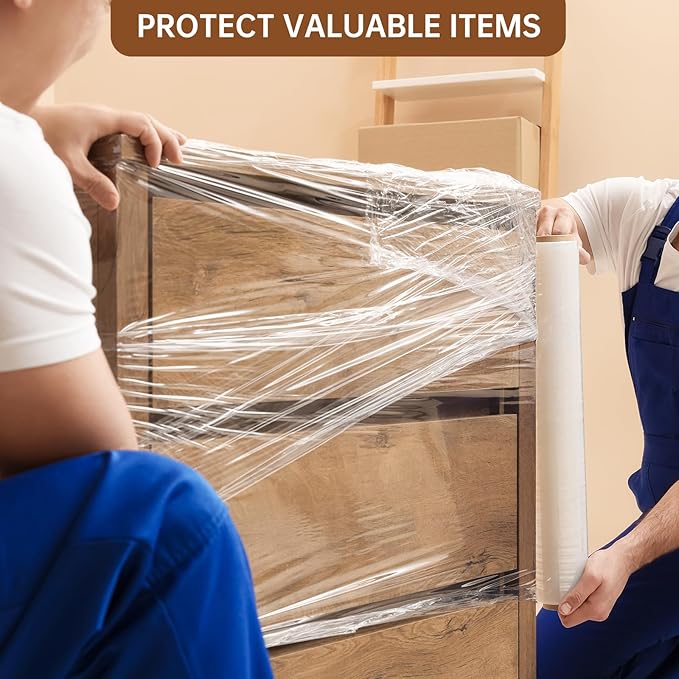 Stretch Wrap Roll 20" x 1,500ft, 80 Gauge – Clear Plastic Wrap for Moving, Packing, Pallet & Furniture – Heavy Duty Shrink Wrap Alternative, Industrial Strength Stretch Film (4 Rolls/Case)