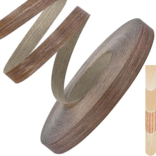 Walnut Edge Banding, 3/4 inch x 500ft roll of Veneer Wood Edge Banding, Pre-glued Flexible Wood Tape for Cabinet Repair and Furniture