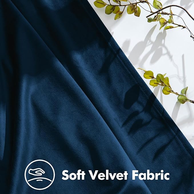 MIULEE Navy Blue Velvet Curtains 108 inches Long, Pinch Pleated Blackout Drapes with Hooks, Thermal Insulated Pinch Pleat Panels for Bedroom Living Room, 2 Panels