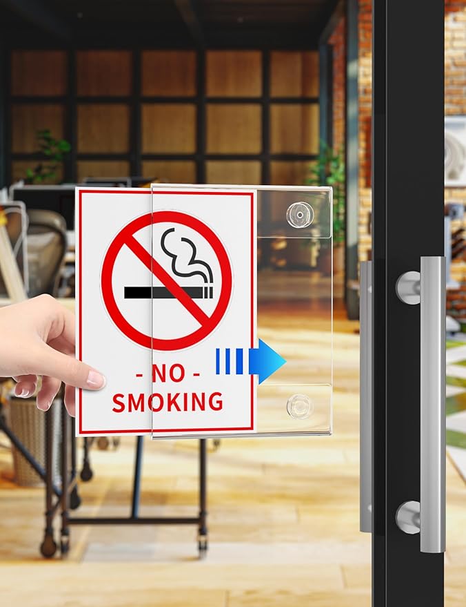 NIUBEE Acrylic Window Sign Holder:Glass Door Sign Holder with 4 Suction Cups 8.5x11 Inch--Window Mount for Displaying Flyers, Notices, Documents and Menus, for Office, Store, Home, Restaurant Use (2 Pack)