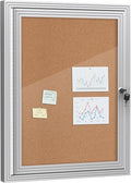Mifuro 26"x20" Enclosed Bulletin Board, Outdoor Lockable Weather-Resistant Aluminum Cork Noticeboard for School & Office, Silver Frame w/Cork