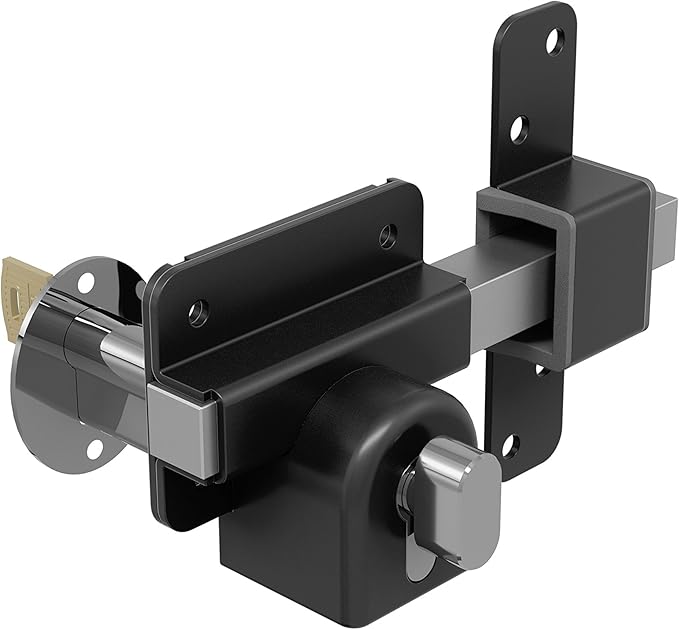 GateMate Long Throw Gate Lock 1490146, Euro Profile Keyed Alike Lock for Sheds & Gates, Keyed Outside with Thumb Turn Inside, 316 Stainless Steel, for Wooden Gates & Doors Up to 2” (50mm), 5 Keys