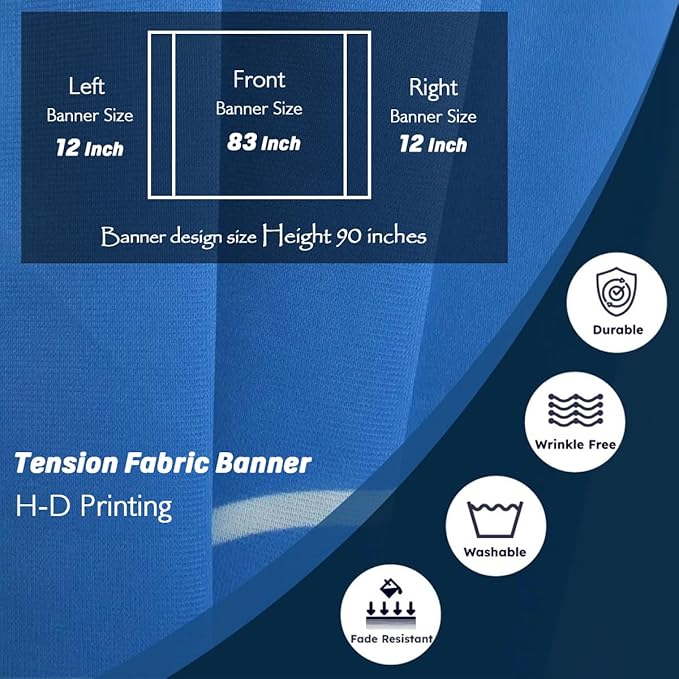 Custom Curved Pop Up Displays Trade Show Backdrop 7.5x7.5 FT Tension Fabric HD Banner Printing Banner Pop-up Display Stand Trade Show Booth Display for Business Corporate Wedding Mall