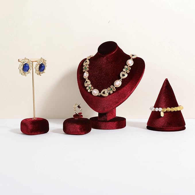 GemeShou Red Ring Display Stand for Jewelry, Velvet Single Ring Holder for selling, Cute Jewelry Display for Show【Red】