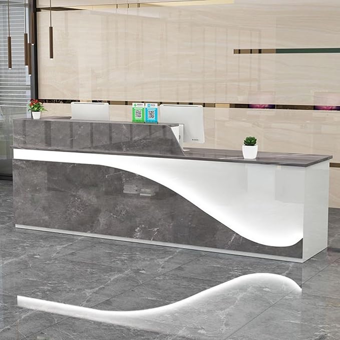 Reception Desk, Checkout Counter, Reception Counter Desk, eception Counter Desk with Adjustable Shelf & Lockable Drawers, for Clothing Store, Company Front Desk, Coffee Shop