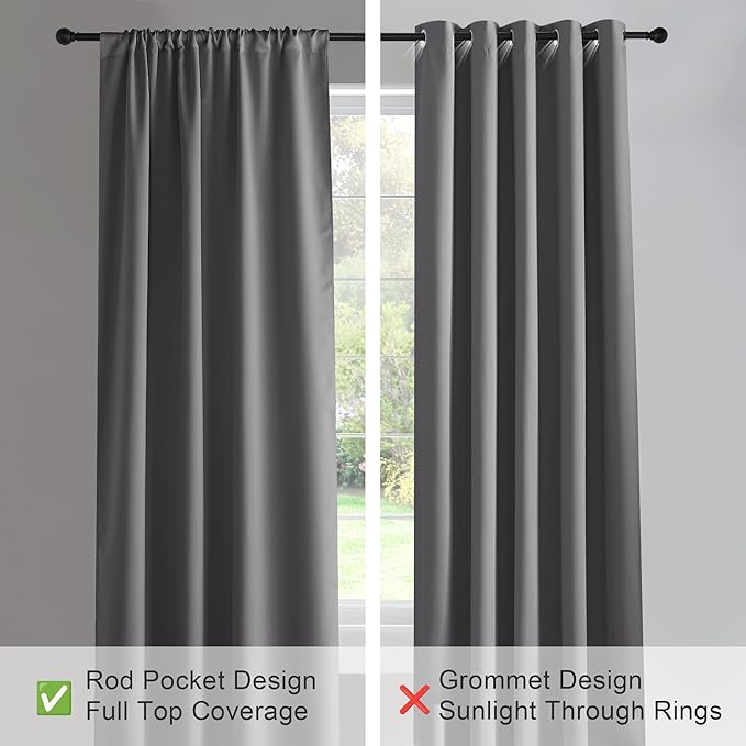 PONY DANCE Blackout Curtains 80 inches Long 2 Panels Set for Bedroom, Thermal Insulating Privacy Curtains & Drapes for Doorway Temporary Door Alternative Accordion Door, W 42 x L 80, Gray