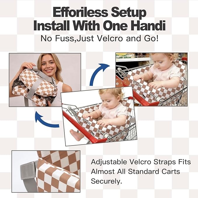Padded Shopping Cart Cover for Baby Boy & Girl, High Chair Cover for Restaurant Seat, Machine Washable Infant Toddler Buggy Seat Cover (Checkered)