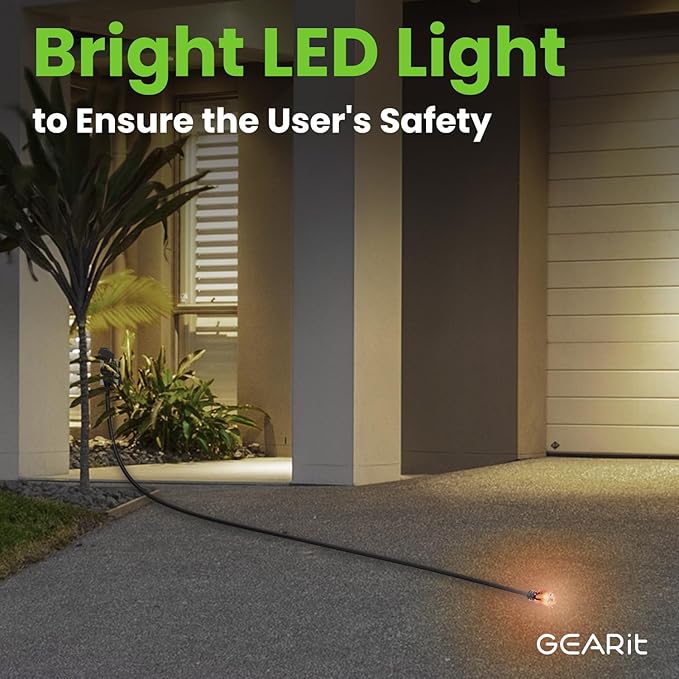 GEARit 360 Rotating Plug Indoor Outdoor Extension Cord Waterproof 15ft - 16 Gauge 16/3 AWG, 13A 1625W, 3 Prong Heavy Duty Extension Cord Weatherproof Power Cable for Outdoor Landscaping, Lights, ETL