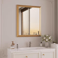 Amorho Bathroom Mirror, 30x36 Inch Golden Thick Metal Framed Wall Mirrors for Over Sink, Wall-Mounted Mirrors Perfect for Bedroom, Living Room, Entryway, Rectangle (Horizontal/Vertical).