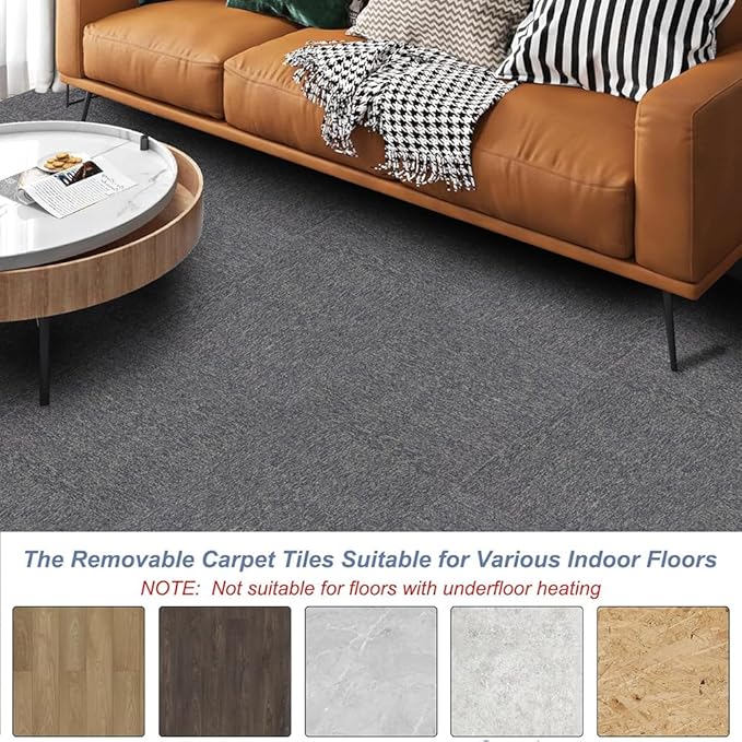 ALTRUISTIC Heavy Duty Commercial Carpet Tiles 24" x 24", 18 Pcs/72 sq ft (FlexLok tabs Included),Non-Slip Soft Square Carpet Floor Tile for Office Bedroom Living Room Kitchen Garage Gym (Blue)