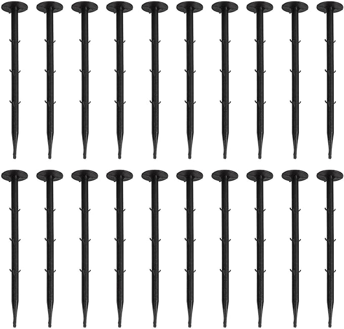 STOBAZA 100Pcs Plastic Ground Stakes Garden Pegs for Fixing Grass Cloth Sunshade Net Tarpaulin Landscape Anchors for Soil Sand Stone