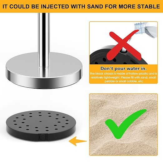 LOVMOR Crowd Control Stanchion, Set with 5 ft/1.5 m Red Velvet Rope, Set of 8 Pieces, Stanchion Rope Divider, Silver Gold Queue Barrier Line Divider with Fillable Plastic Base, Airport