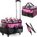 Extra-Large Rolling Cleaning Caddy with Wheels,Cleaning Caddy Bag with Detachable Trolley,Water Resistant Lining Cleaning Supply Organizer with Handle for Cleaners,Housekeepers