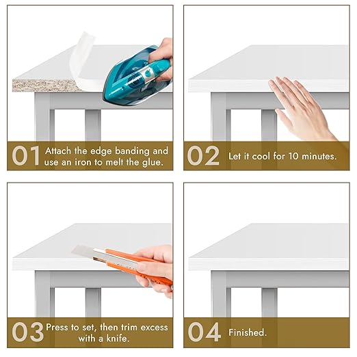 BEVTEE Club Melamine Edge Banding, 1.5 inch x 50ft Wood Veneer Roll Pre-glued, Flexible Melamine Iron-on Veneer Edge Band for Plywood & Furniture Edging, for Cabinet Repair & Furniture Restoration