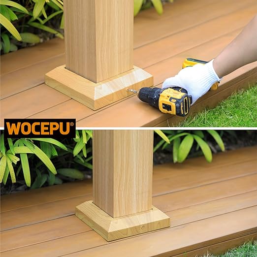 2 pcs 6"x6" (Actual: 5.5"x5.5") Aluminum Deck Post Base Cover, for Deck railings, Stairs, Patios, Porches Split Deck Post Skirt (Burlywood)