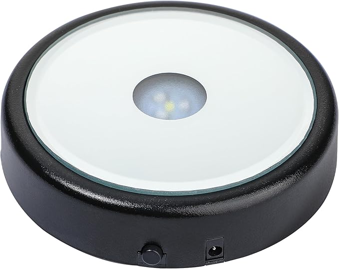 ZEERSHEE 3.8*0.9inch LED Light Base for 3D Crystal Glass Art 6 Lighting Mode Color Change Lighted Up Round Display Stand (Mirrored Flat)