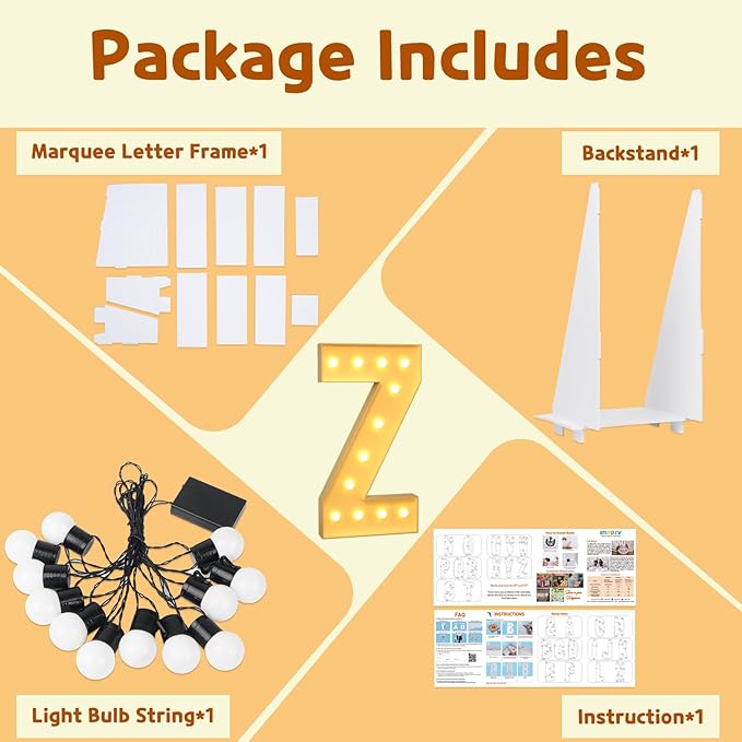 imprsv Light Up Letters, 4FT Marquee Letters for Birthday Wedding Engagement Party Decor, Large Marquee Z for Party Decoration Arch Kit Decorations