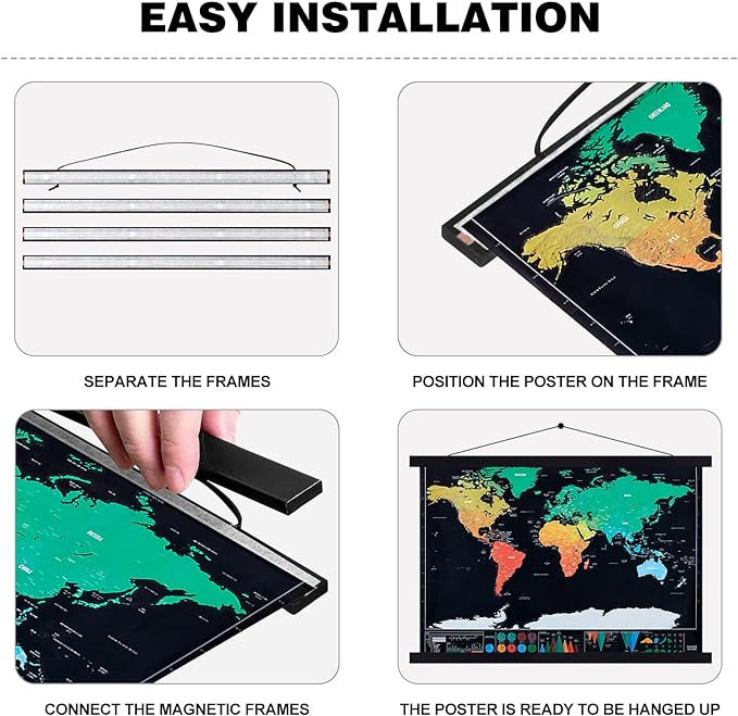 15x21 15x23 15x30 Poster Frame, Magnetic Light Wood Frame Hanger for Photo Picutre Canvas Artwork Art Print Wall Hanging (1 Pack, 15", Black)