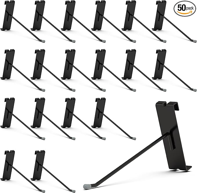 HUHOLE Gridwall Hooks 6 Inch, 50PC Display Hooks for Grid Wall, Hook for Grid Wall Panel, Black