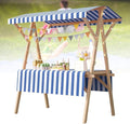Collapsible Mobile Market Stall Carts Vendor on Wheels, Wood Outdoor Vendor Cart, Easy to Assemble for Parties, Birthdays, Weddings, Bar(Blue1,150cm/59in)