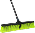 24-Inch Push Broom Outdoor with Stiff Bristle, Heavy Duty Broom Brush with 63” Long Handle for Deck Patio Driveway Garage Warehouse Shop Floor Sweeping & Scrubbing
