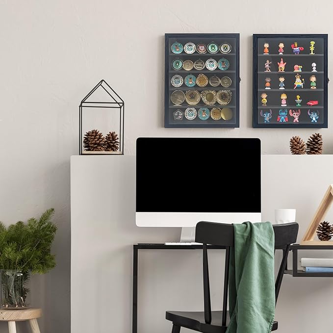 GMFrames 11x14 Wooden Shadow Box Frame with Removable Shelves Deep Display Case for Military Medals Keepsakes Black