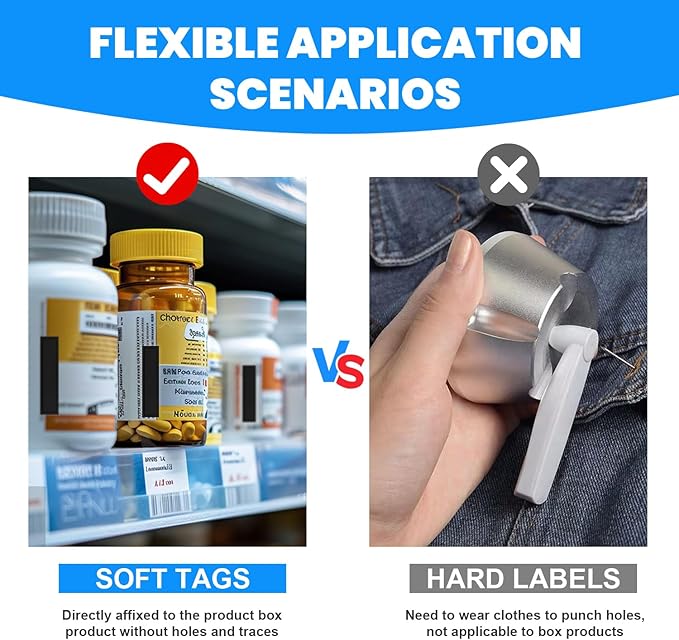 108 Pieces of 58 kHz Acousto-Magnetic (AM) Security Tag Labels, Compatible with 58 kHz EAS Systems. Features Simulated Barcodes